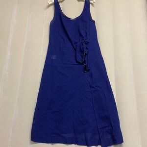 Isa Arfen Women’s Dress Size 12 Wrap Midi 100% Wool Checkered UK Designer Luxury